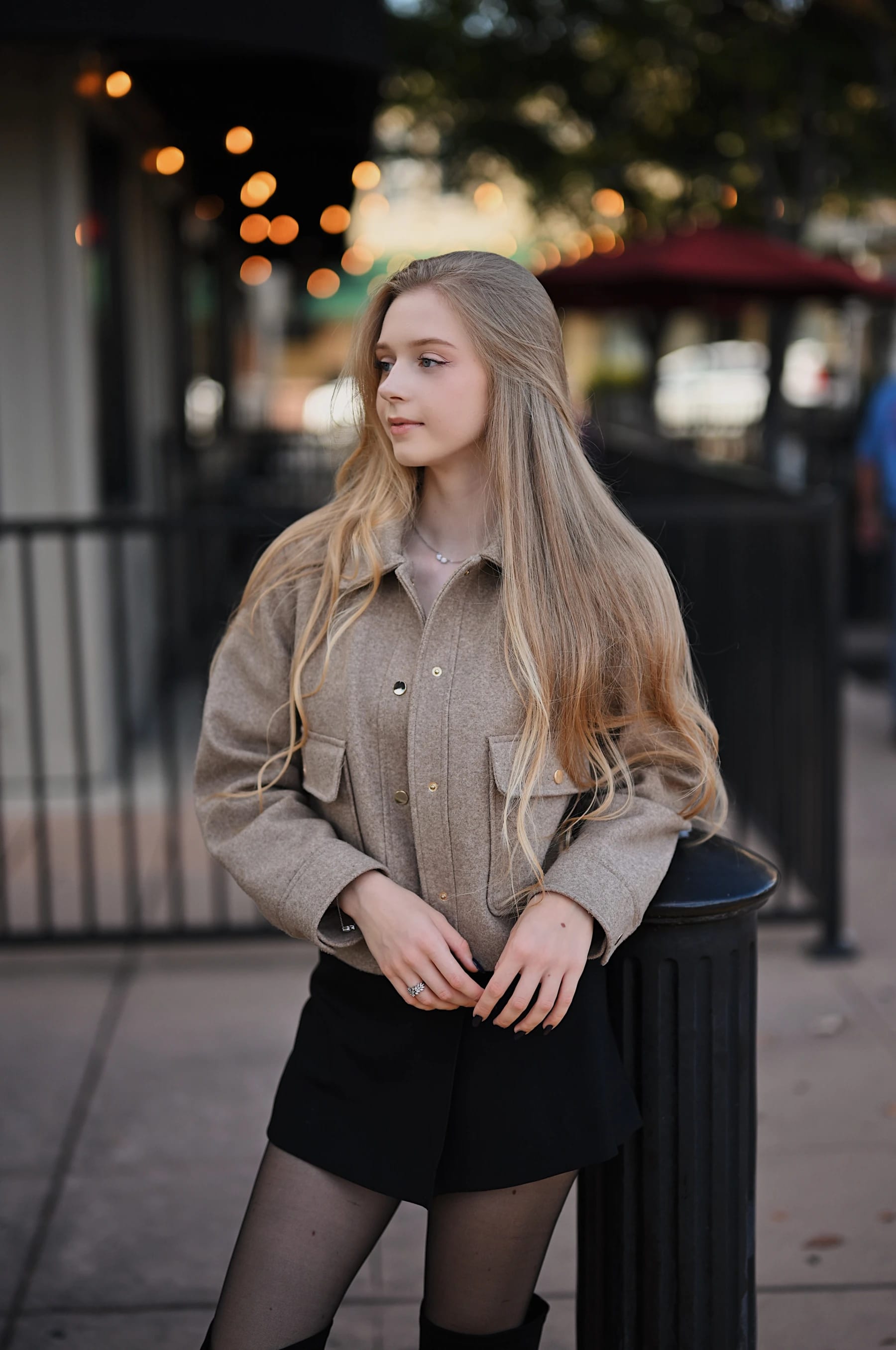 Sofia portraits with string light bokeh background, Nikkor Z 50mm f/1.2 S 1 of 8