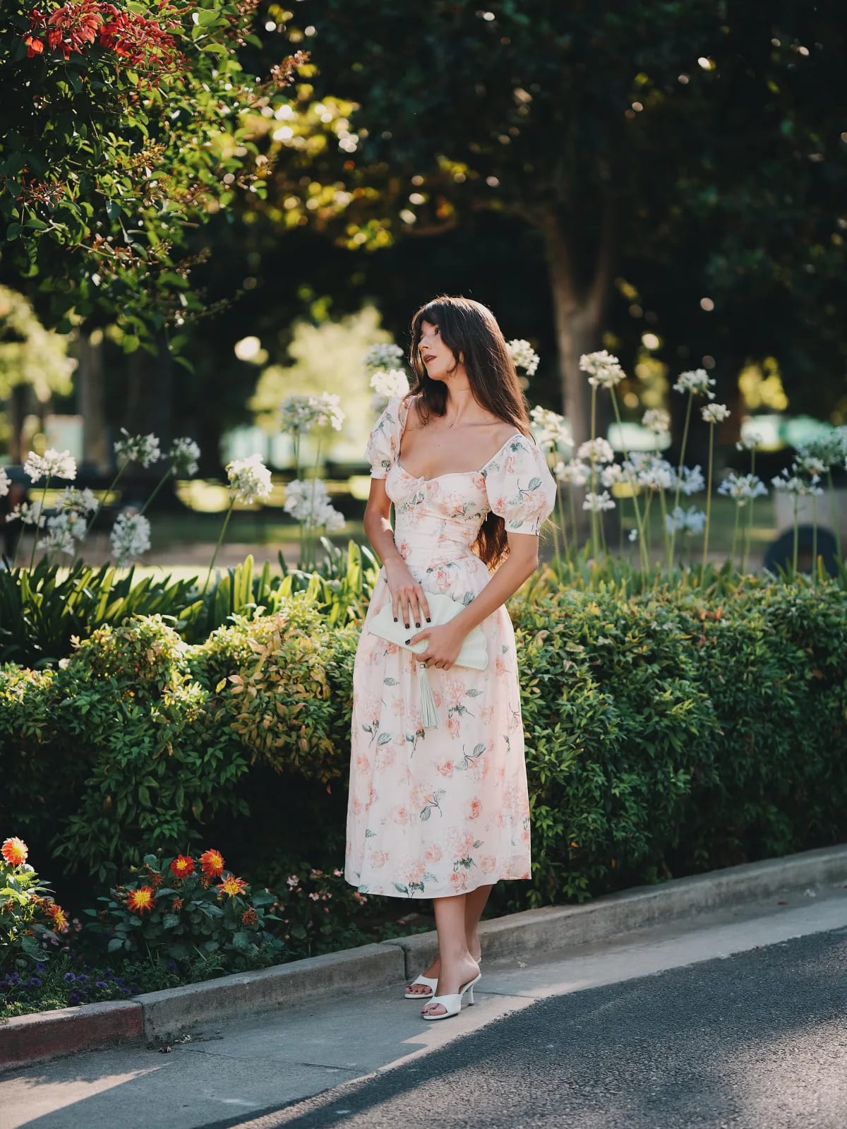 Rosina among white agapanthus flowers, Fujifilm X-H2 XF 56mm f/1.2 1 of 10