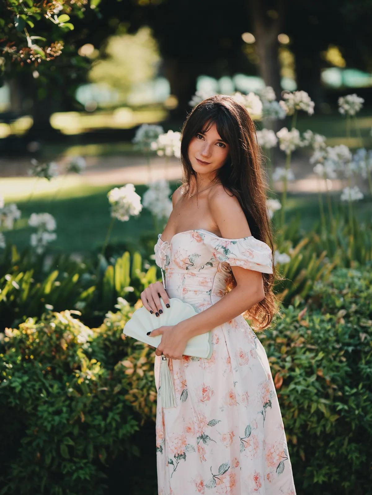 Rosina among white agapanthus, Fujifilm X-H2 XF 56mm f/1.2