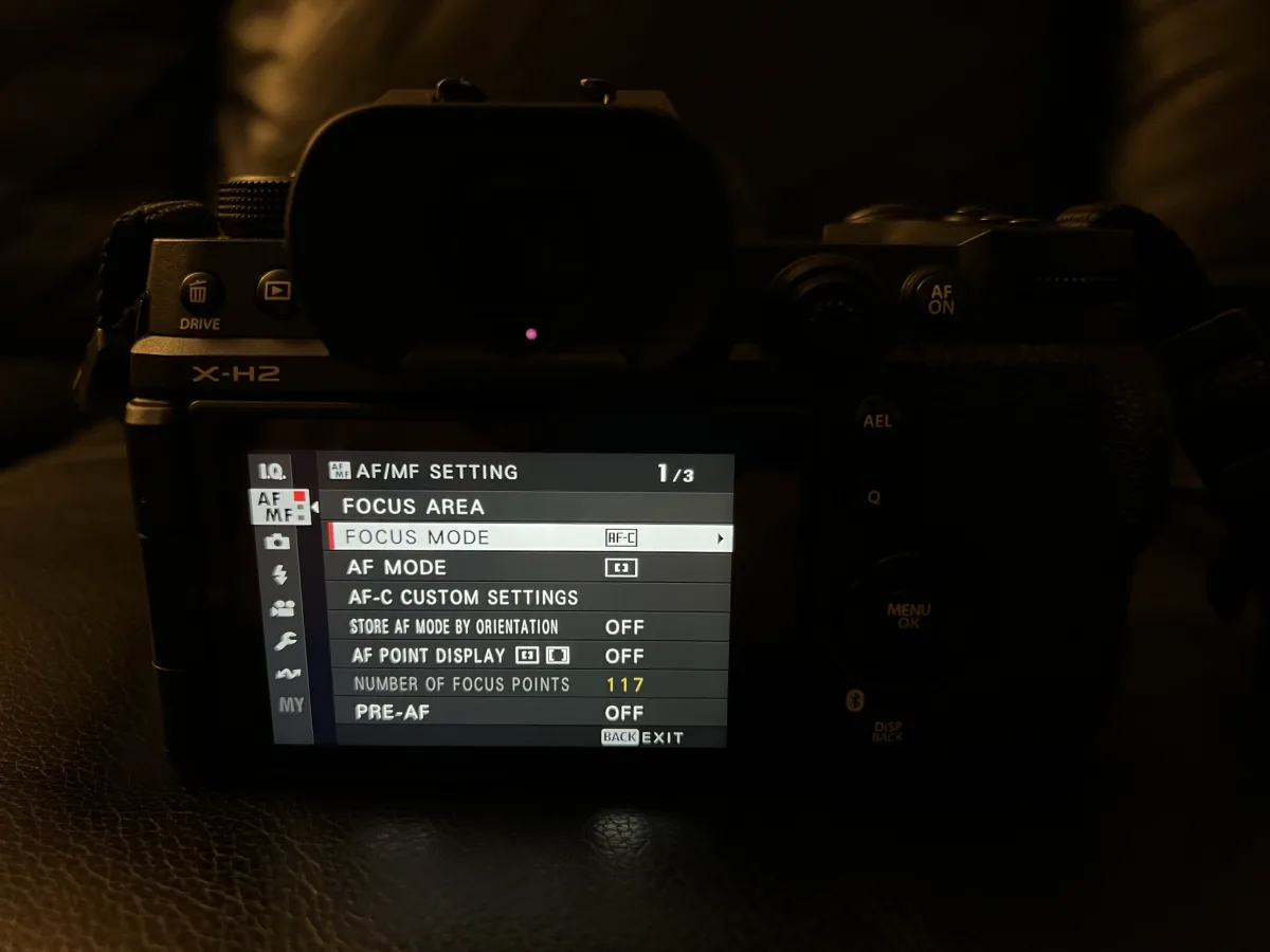 Fujifilm X-H2 AF/MF Setting Focus Mode AF-C