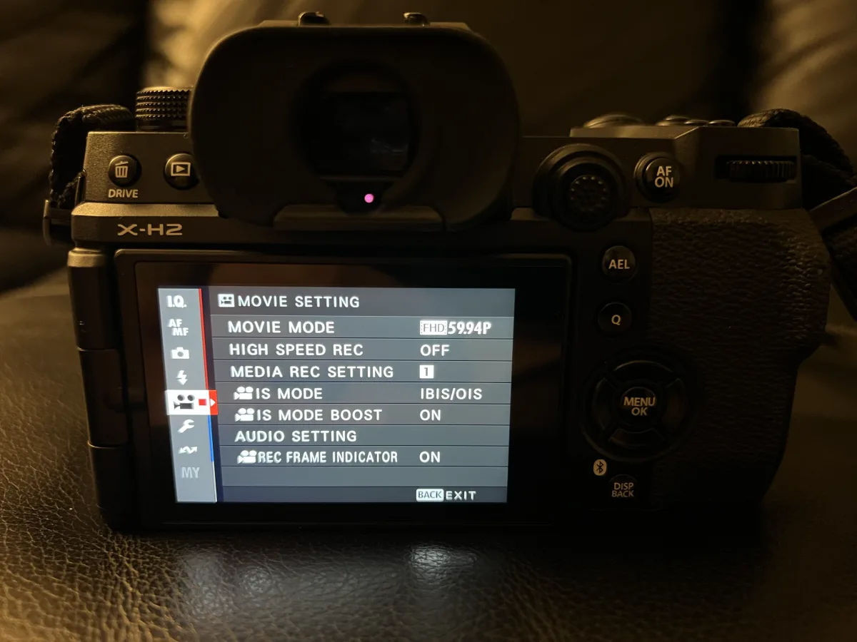 Fujifilm X-H2 Movie Setting Menu